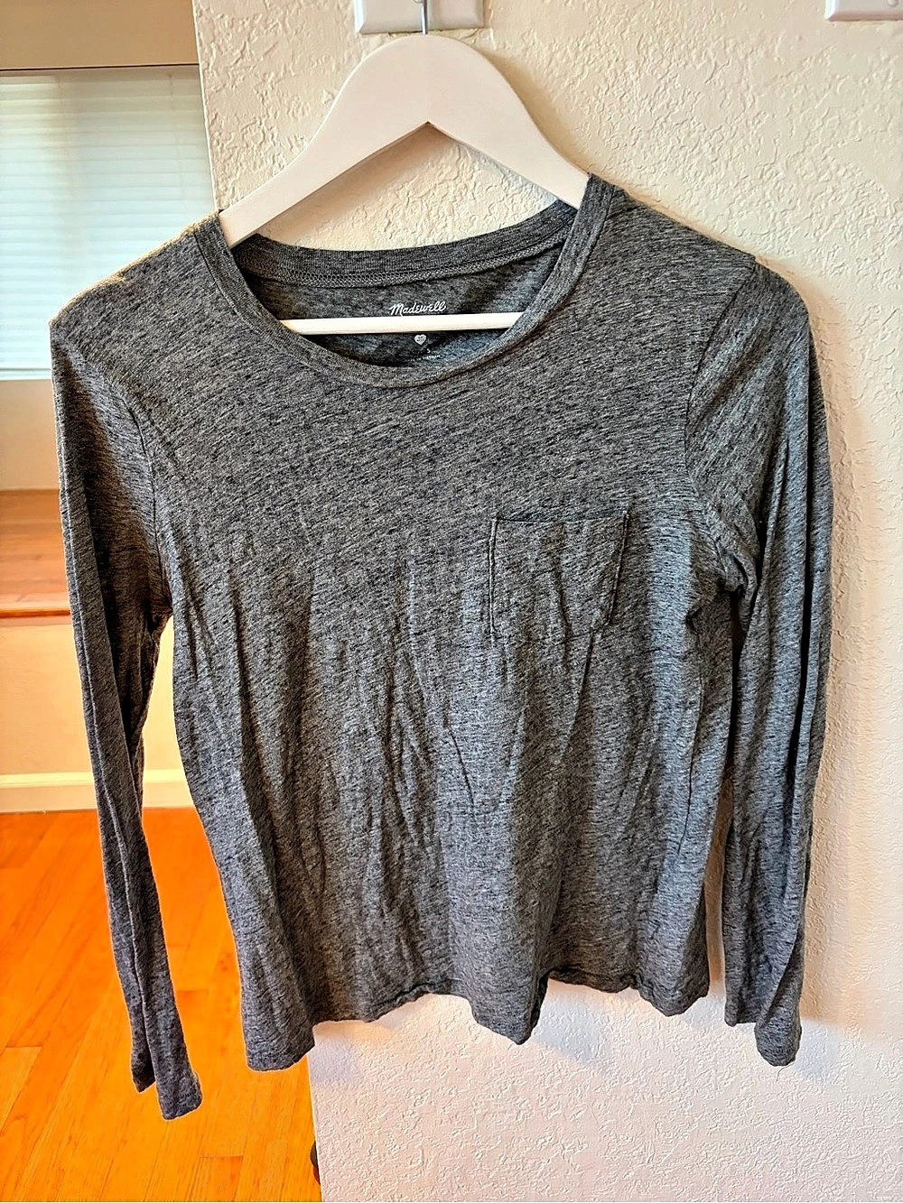 Madewell Long-Sleeve Pocket Tee Cotton Tee Size Small